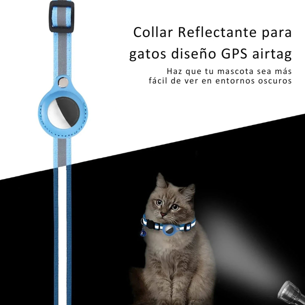 ¡Tu regalón siempre seguro! Collar Reflectante con Soporte para AirTag: No más sustos, solo tranquilidad
