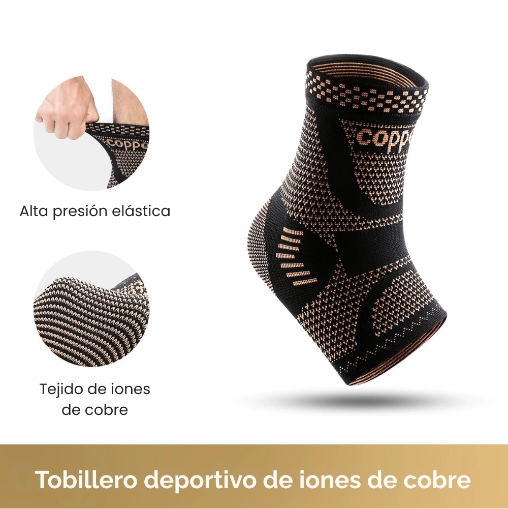Tobillera con Cobre Infundido — Soporte Compresivo para Deportes y Uso Diario