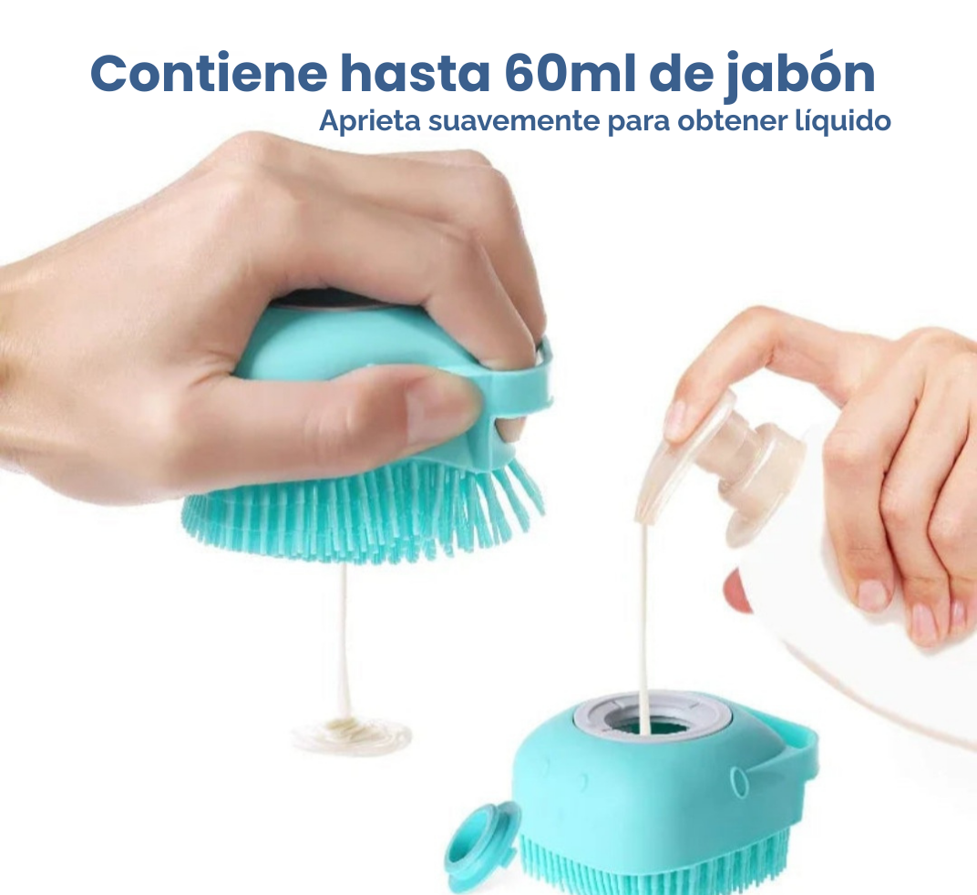 Cepillo de Baño 2 en 1 para mascotas: Masaje + Dispensador