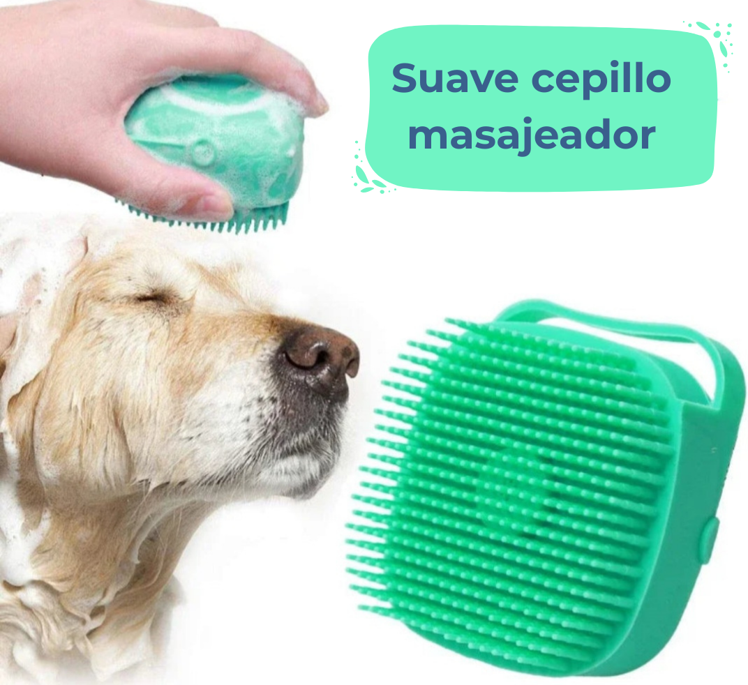 Cepillo de Baño 2 en 1 para mascotas: Masaje + Dispensador
