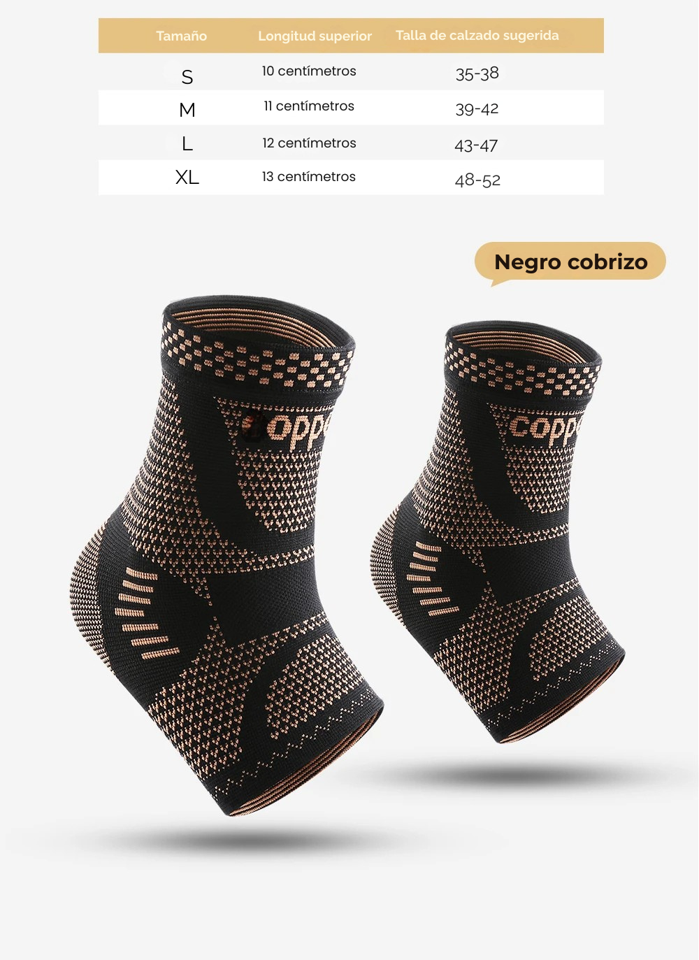 Tobillera con Cobre Infundido — Soporte Compresivo para Deportes y Uso Diario