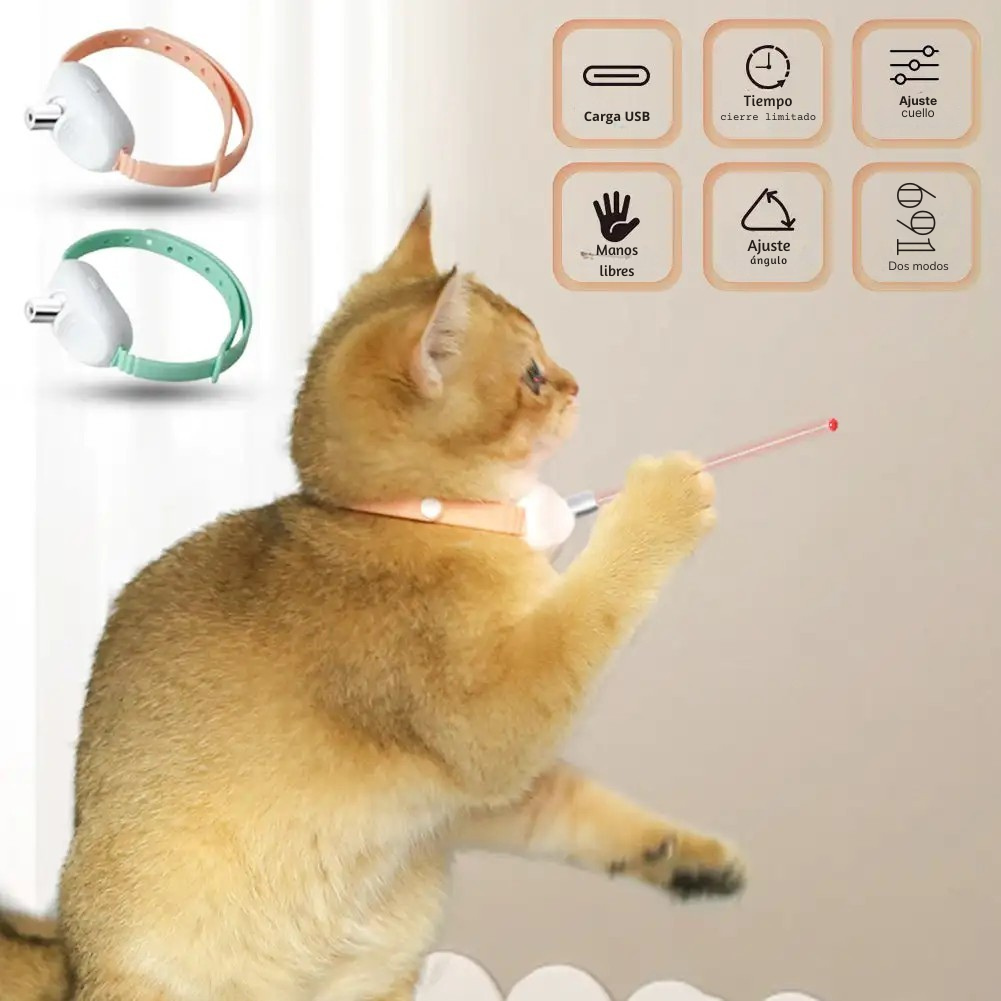 Collar Láser para Gatos: Diversión Automática, Recargable y ¡Antiestrés!