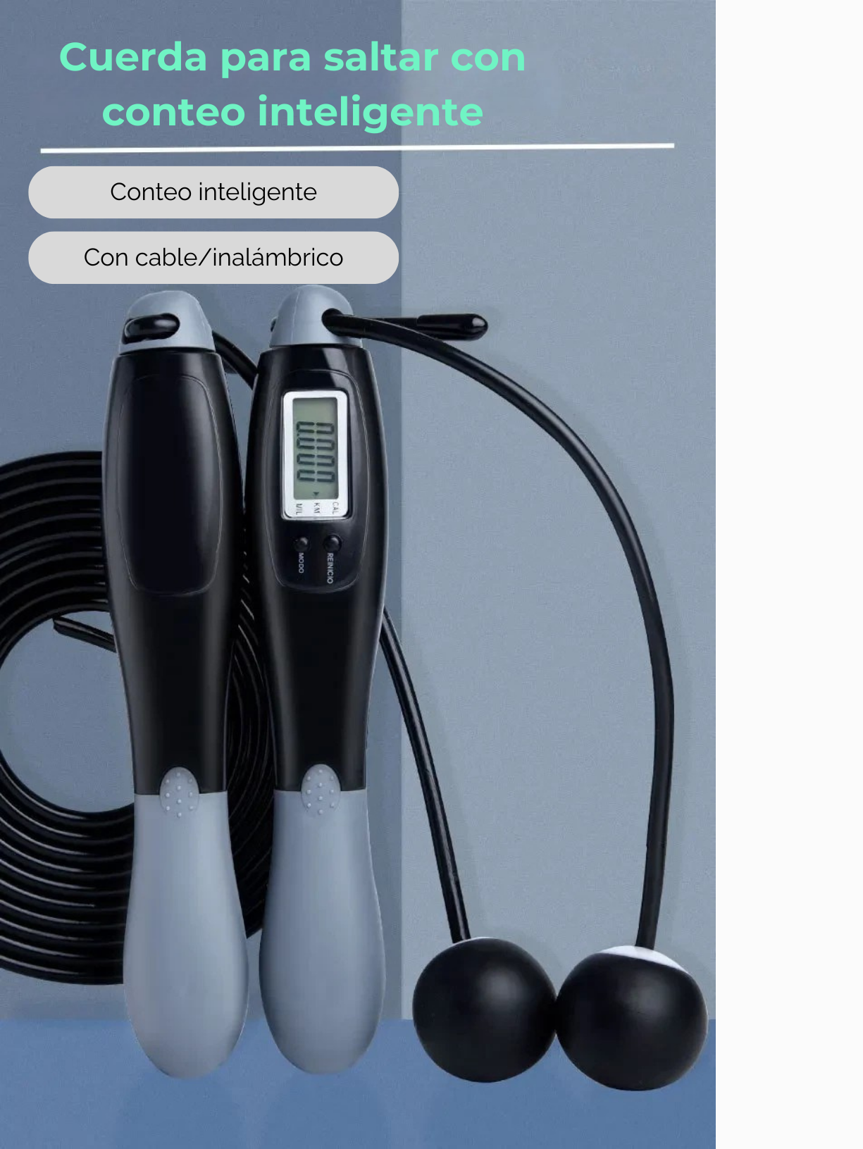 Kit Cuerda de Saltar Multifuncional — Con Cuerda/Sin Cuerda, Contador LED, Ideal para Interiores