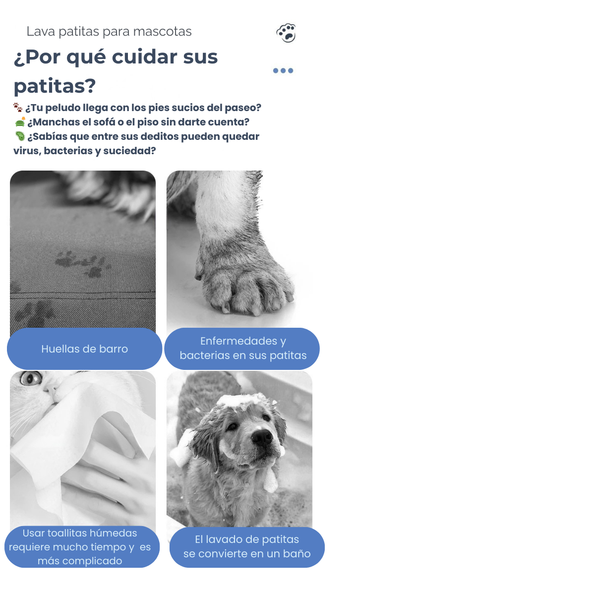 Limpiador Eléctrico de Patitas para Mascotas – Rápido, Silencioso y Portátil