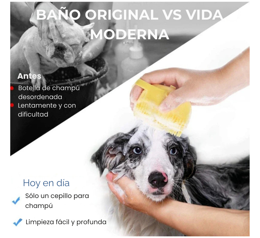 Cepillo de Baño 2 en 1 para mascotas: Masaje + Dispensador