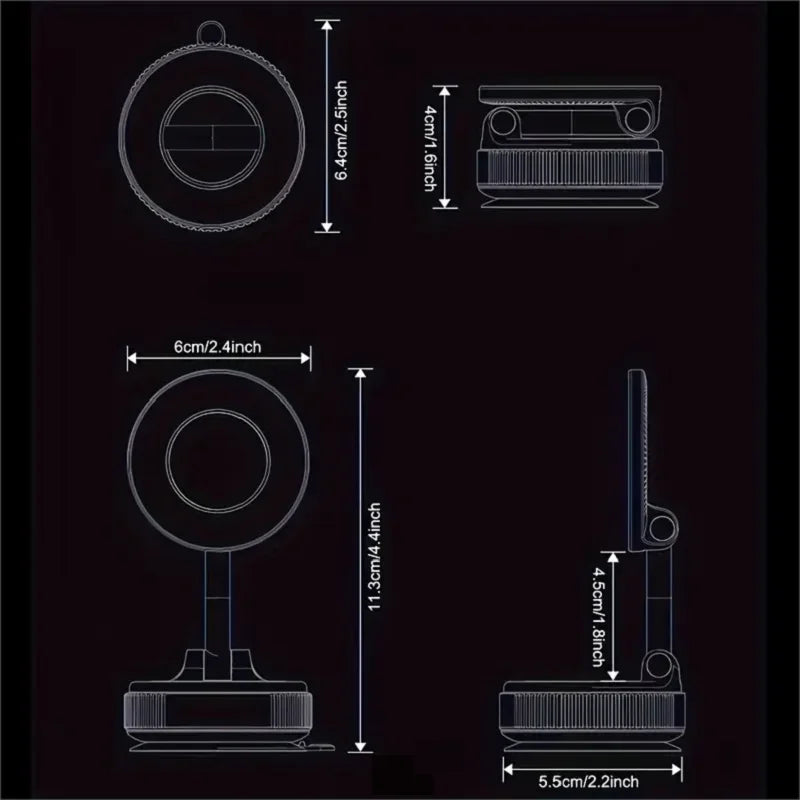 Soporte Magnético para Celular 360° — Ventosa de Vacío, Montaje en Tablero/Parabrisas (Nuevo Modelo)