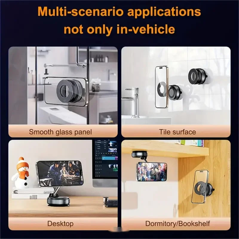 Soporte Magnético para Celular 360° — Ventosa de Vacío, Montaje en Tablero/Parabrisas (Nuevo Modelo)