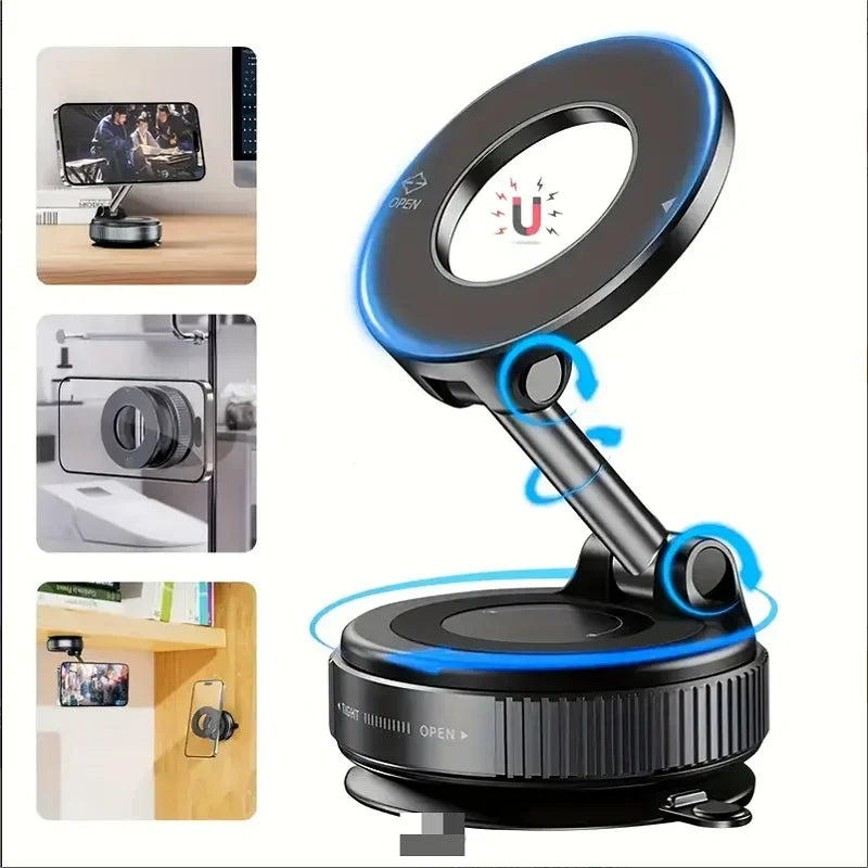 Soporte Magnético para Celular 360° — Ventosa de Vacío, Montaje en Tablero/Parabrisas (Nuevo Modelo)