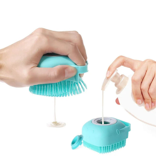 Cepillo de Baño 2 en 1 para mascotas: Masaje + Dispensador
