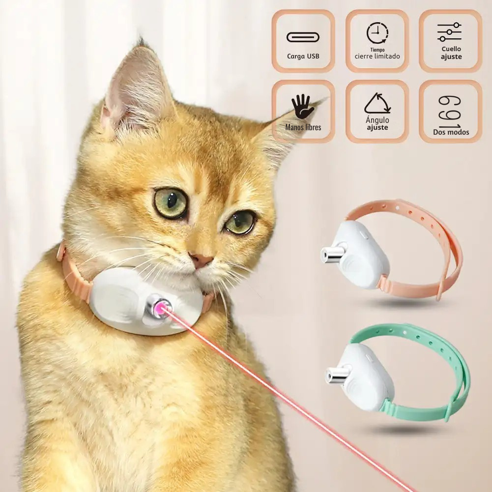 Collar Láser para Gatos: Diversión Automática, Recargable y ¡Antiestrés!
