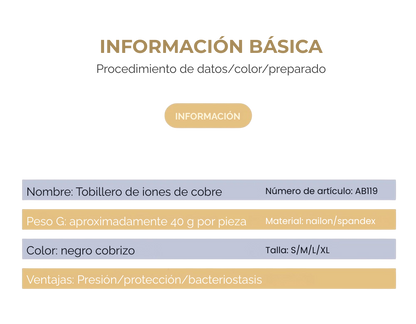 Tobillera con Cobre Infundido — Soporte Compresivo para Deportes y Uso Diario