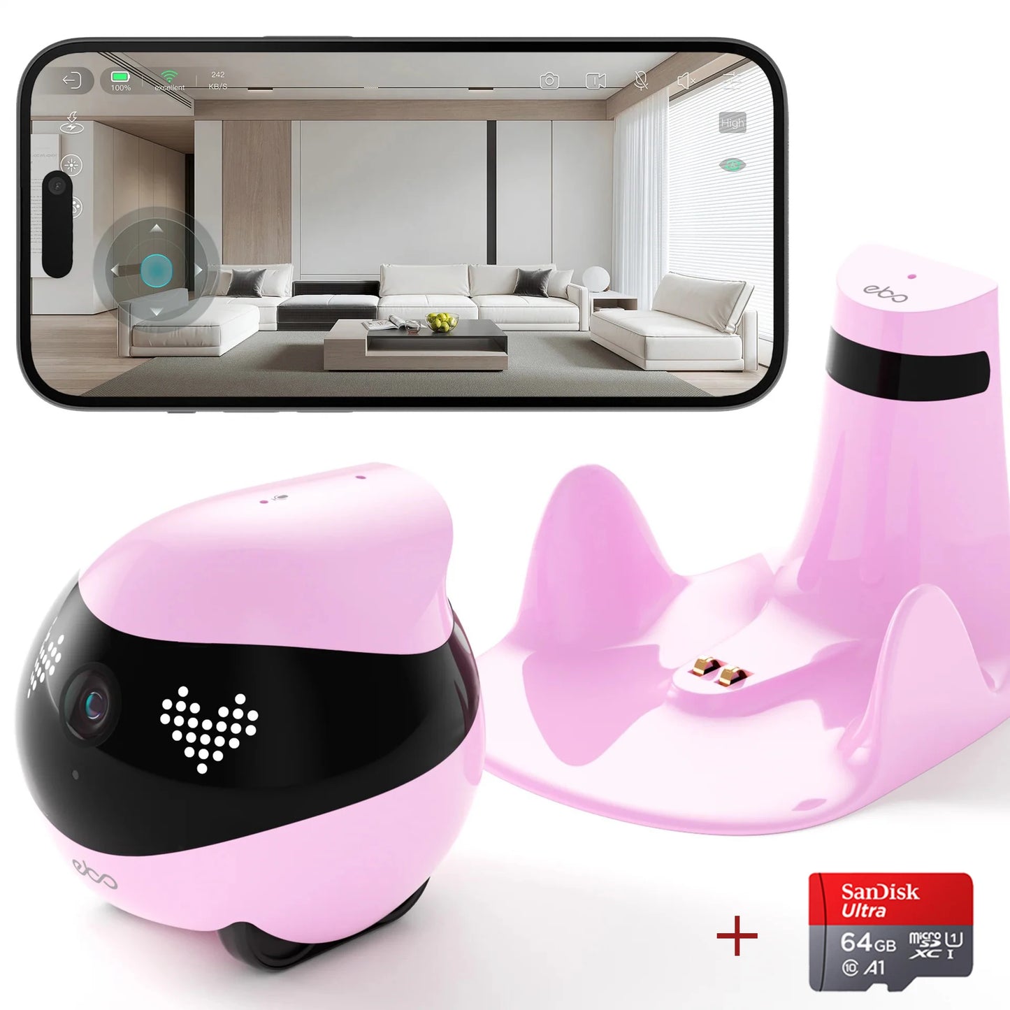 EBO Air2 – Robot Compañero Desmontable para Mascotas, Monitoreo en Casa y Cámara Inteligente con Control Remoto Inalámbrico