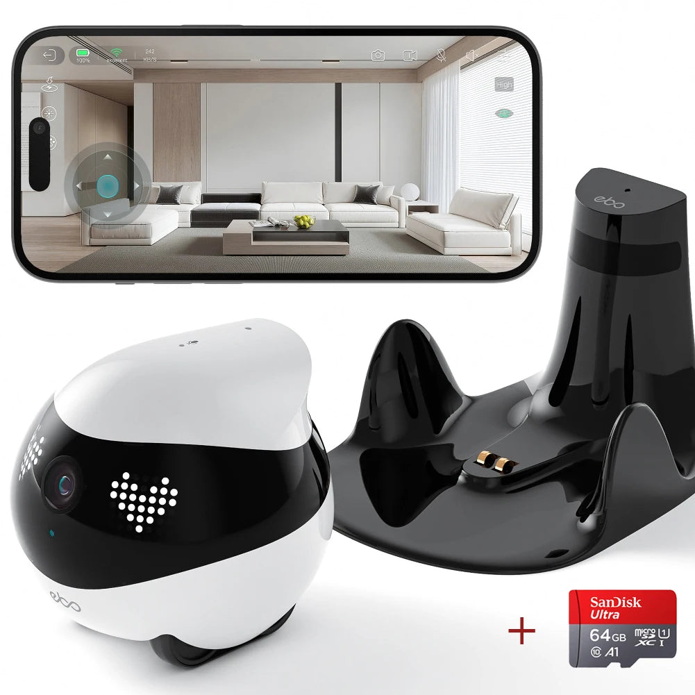EBO Air2 – Robot Compañero Desmontable para Mascotas, Monitoreo en Casa y Cámara Inteligente con Control Remoto Inalámbrico