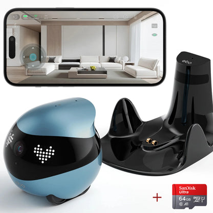 EBO Air2 – Robot Compañero Desmontable para Mascotas, Monitoreo en Casa y Cámara Inteligente con Control Remoto Inalámbrico
