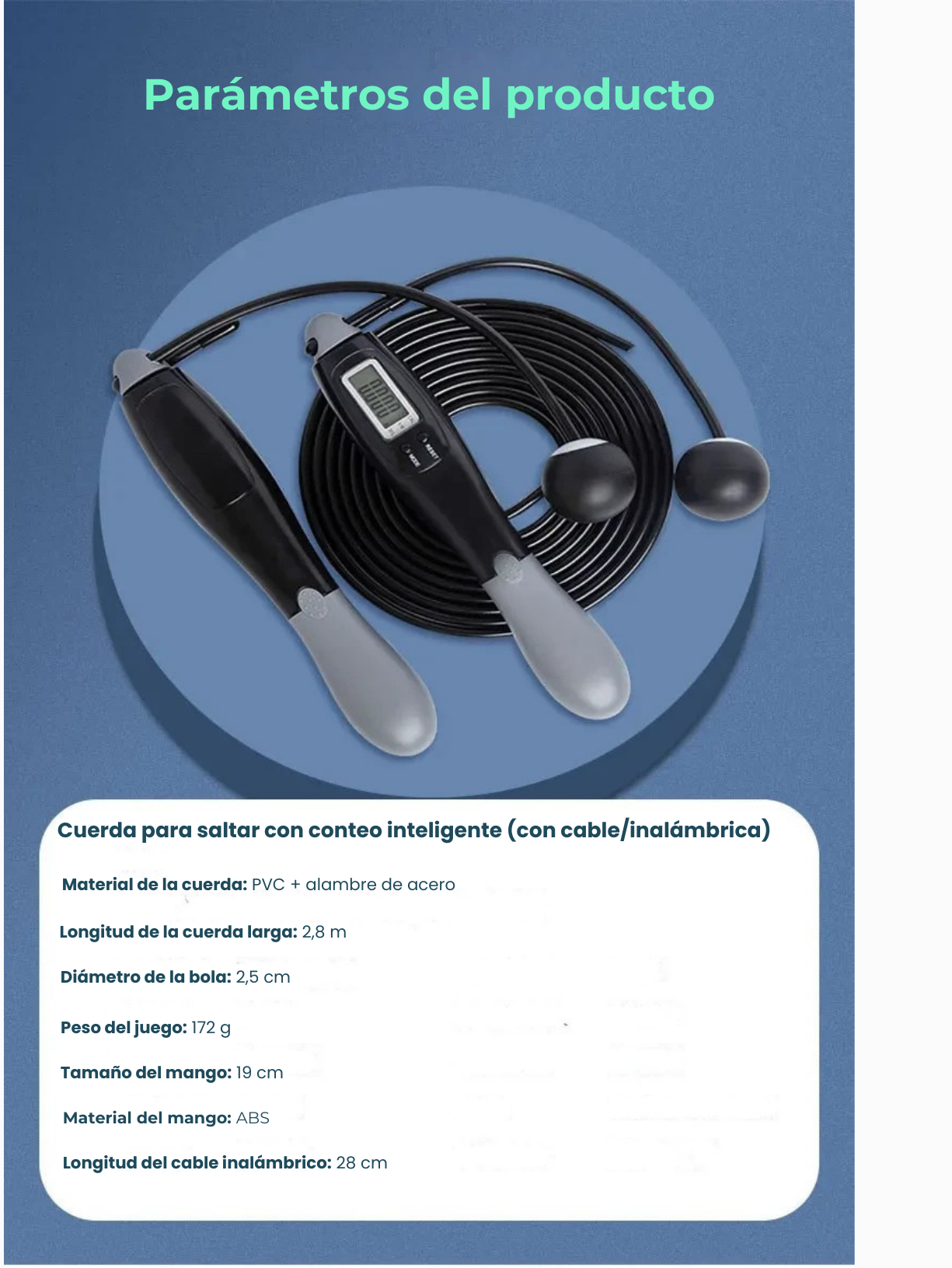 Kit Cuerda de Saltar Multifuncional — Con Cuerda/Sin Cuerda, Contador LED, Ideal para Interiores