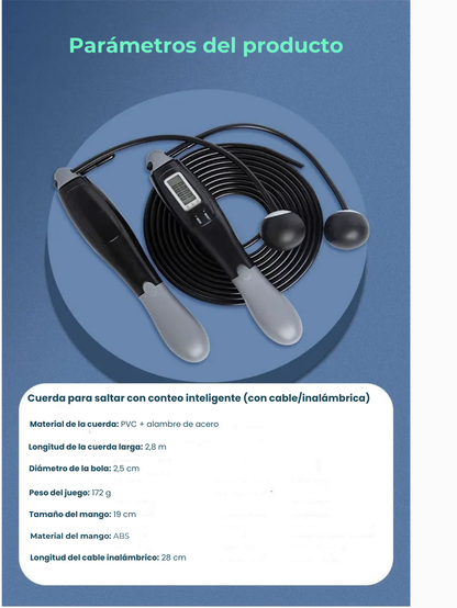 Kit Cuerda de Saltar Multifuncional — Con Cuerda/Sin Cuerda, Contador LED, Ideal para Interiores