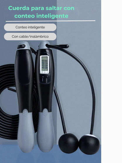 Kit Cuerda de Saltar Multifuncional — Con Cuerda/Sin Cuerda, Contador LED, Ideal para Interiores
