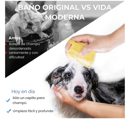 Cepillo de Baño 2 en 1 para mascotas: Masaje + Dispensador