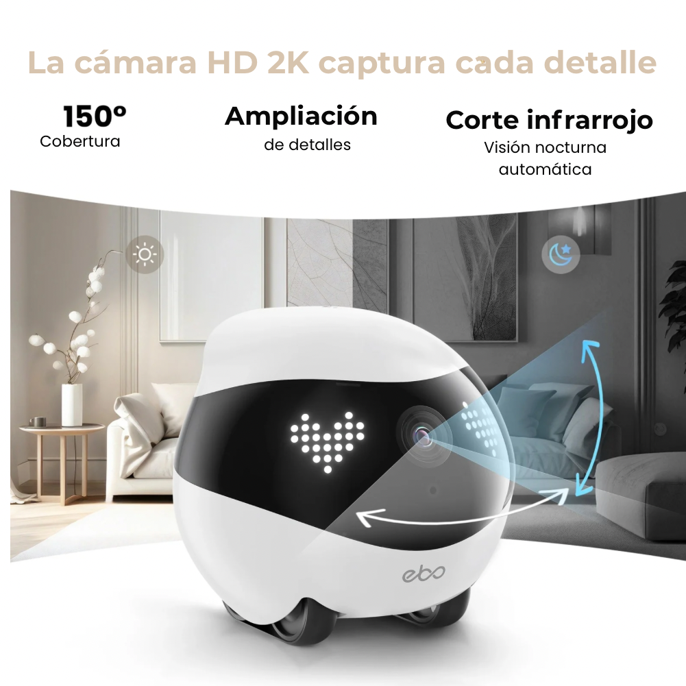 EBO Air2 – Robot Compañero Desmontable para Mascotas, Monitoreo en Casa y Cámara Inteligente con Control Remoto Inalámbrico