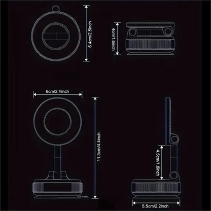 Soporte Magnético para Celular 360° — Ventosa de Vacío, Montaje en Tablero/Parabrisas (Nuevo Modelo)
