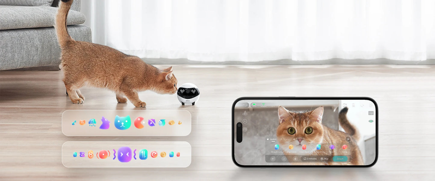 EBO Air2 – Robot Compañero Desmontable para Mascotas, Monitoreo en Casa y Cámara Inteligente con Control Remoto Inalámbrico