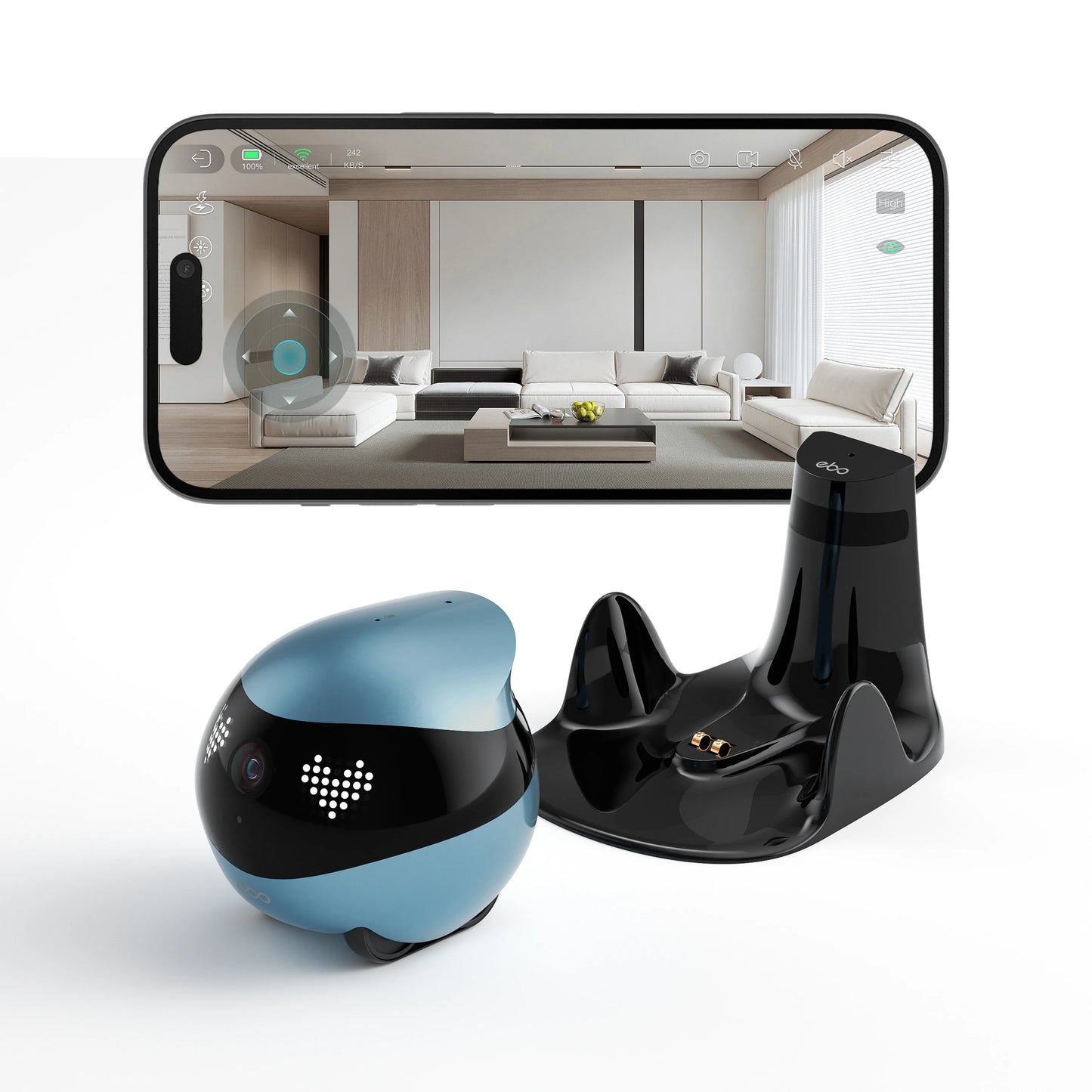 EBO Air2 – Robot Compañero Desmontable para Mascotas, Monitoreo en Casa y Cámara Inteligente con Control Remoto Inalámbrico
