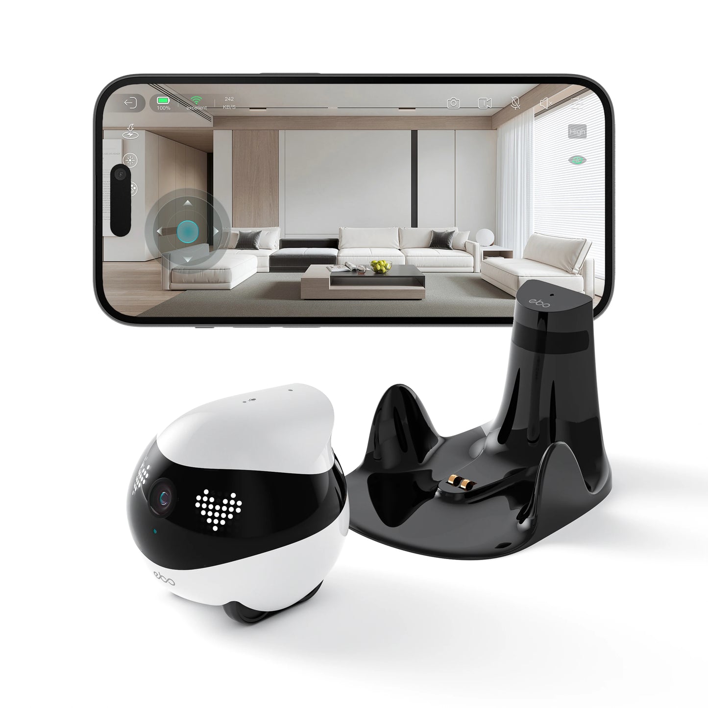 EBO Air2 – Robot Compañero Desmontable para Mascotas, Monitoreo en Casa y Cámara Inteligente con Control Remoto Inalámbrico