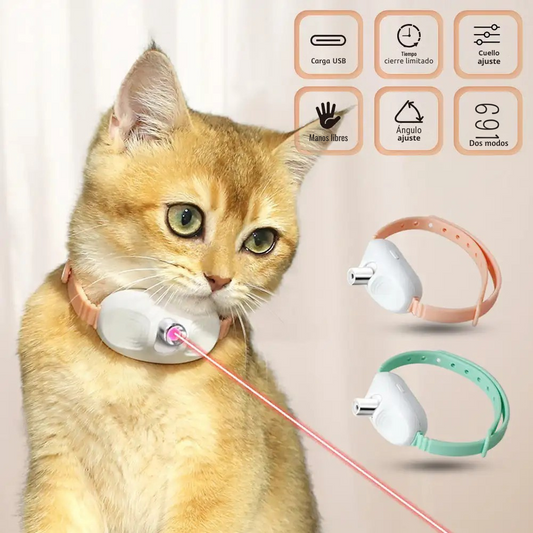 Collar Láser para Gatos: Diversión Automática, Recargable y ¡Antiestrés!